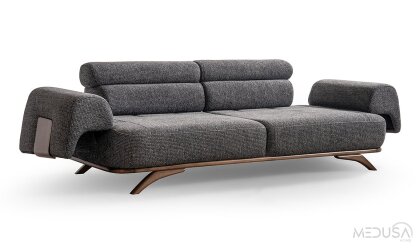 Medusa Home Mobilya - Aruna Antrasit Üçlü Koltuk