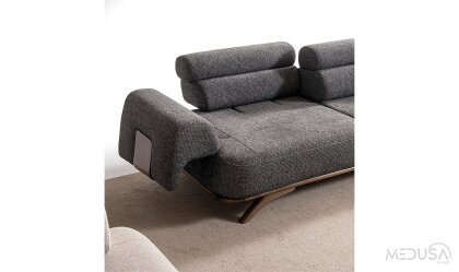 Medusa Home Mobilya - Aruna Antrasit Üçlü Koltuk