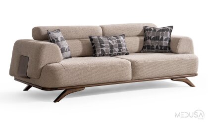 Medusa Home Mobilya - Aruna Krem Üçlü Koltuk