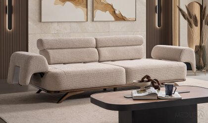 Medusa Home Mobilya - Aruna Krem Üçlü Koltuk