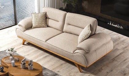 Medusa Home Mobilya - Arvos Krem Üçlü Koltuk
