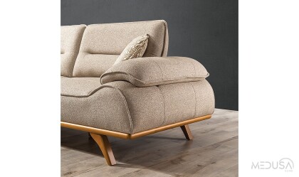 Medusa Home Mobilya - Arvos Krem Üçlü Koltuk