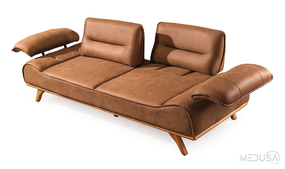 Medusa Home Mobilya - Arvos Nubuk Hardal Üçlü Koltuk