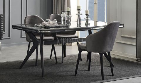 Medusa Home Mobilya - Asel Antrasit Sandalye Ahşap Ayaklı