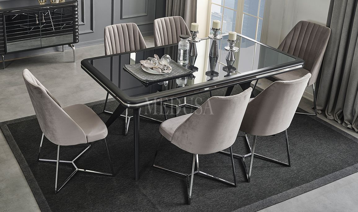 Medusa Home Mobilya - Asel Antrasit Sandalye Metal Ayaklı