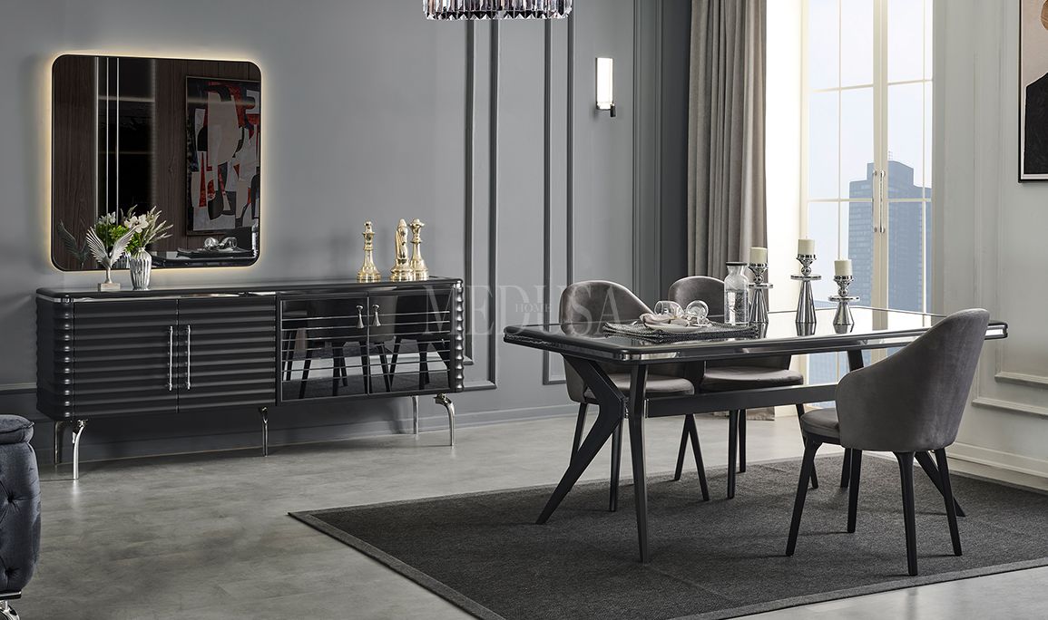 Medusa Home Mobilya - Asel Antrasit Yemek Odası