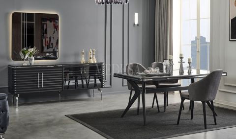 Medusa Home Mobilya - Asel Antrasit Yemek Odası