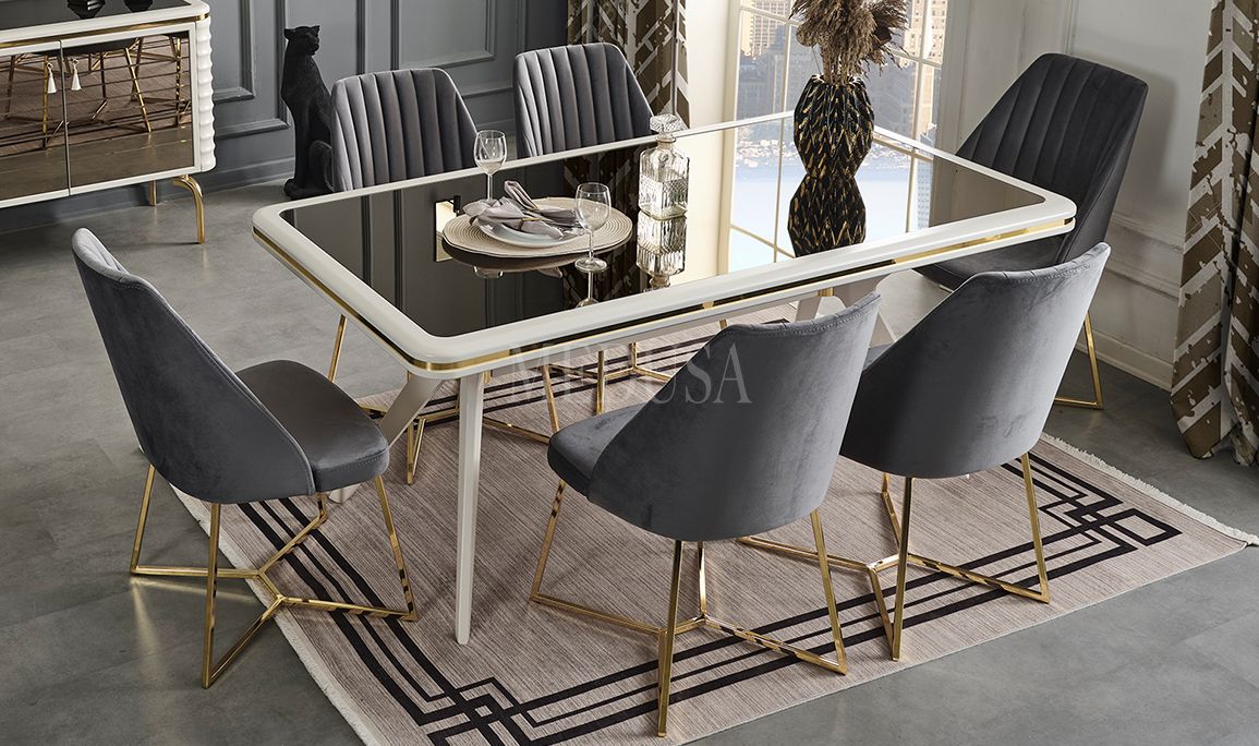 Medusa Home Mobilya - Asel Beyaz Sandalye Metal Ayaklı