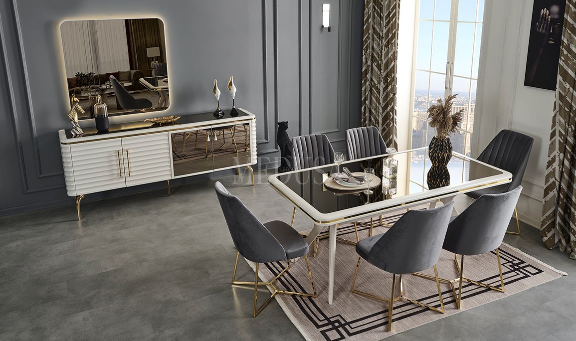 Medusa Home Mobilya - Asel Beyaz Yemek Odası