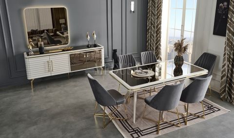 Medusa Home Mobilya - Asel Beyaz Yemek Odası