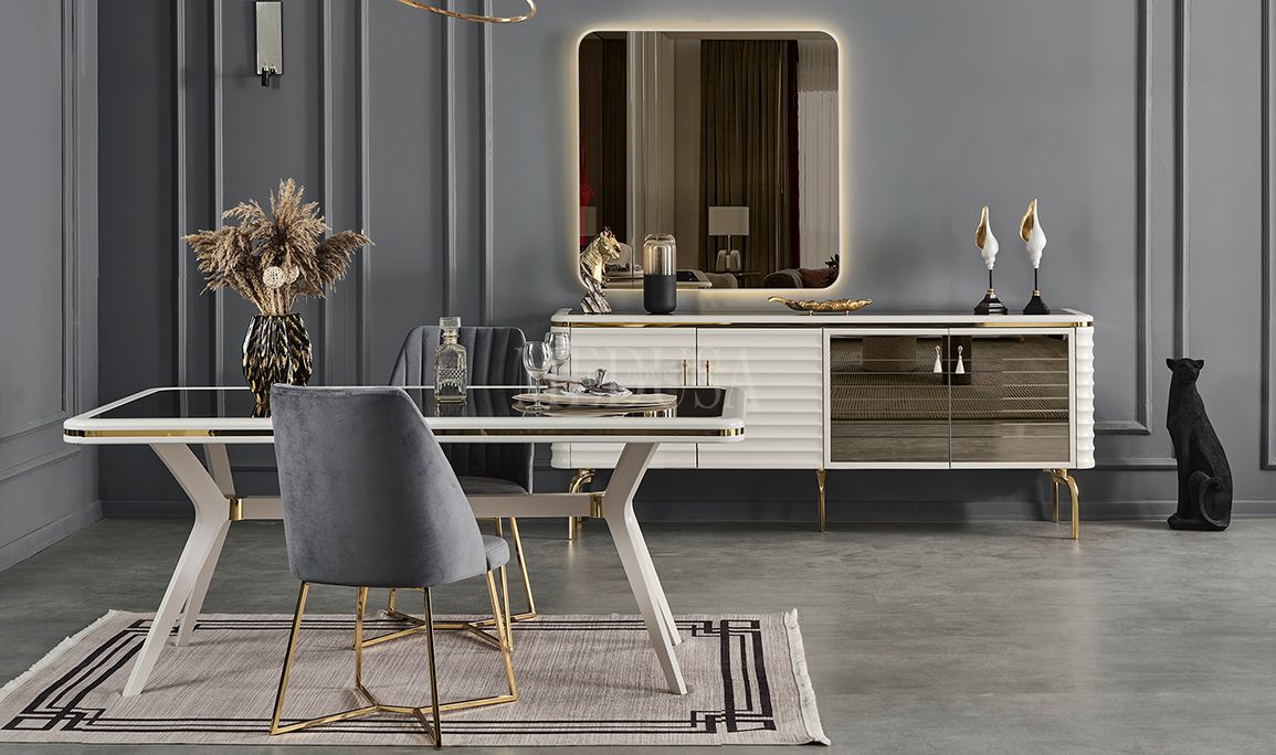 Medusa Home Mobilya - Asel Beyaz Yemek Odası