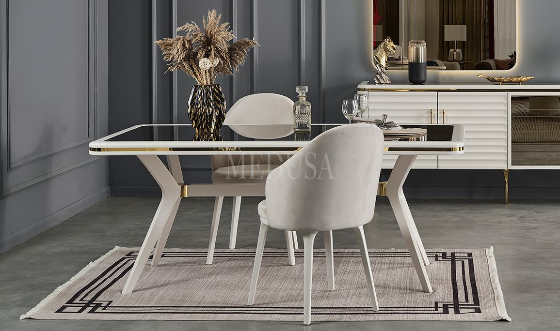 Medusa Home Mobilya - Asel Beyaz Yemek Odası