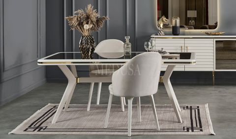 Medusa Home Mobilya - Asel Beyaz Yemek Odası
