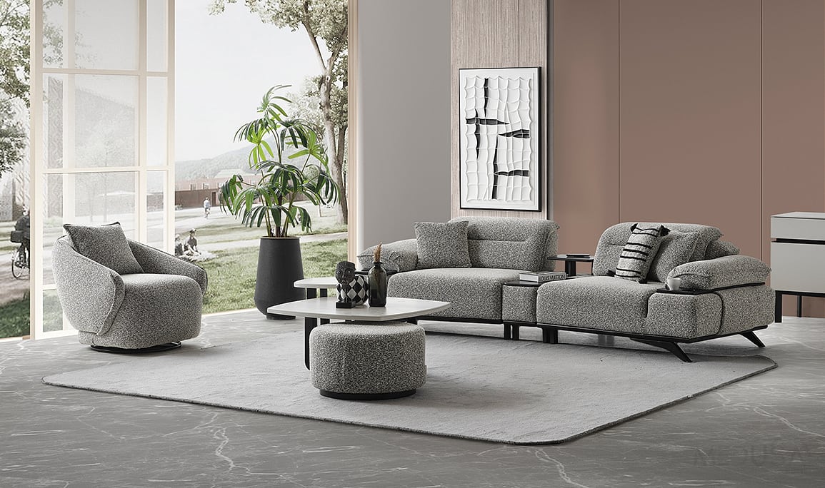 Medusa Home Mobilya - Ashley Ara Sehpalı Üçlü Koltuk