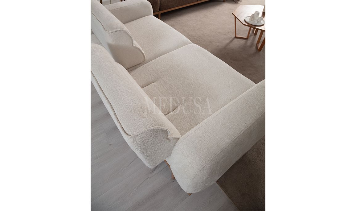 Medusa Home Mobilya - Aspen Üçlü Koltuk Ekru