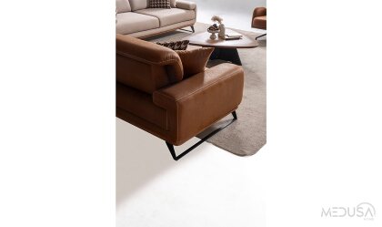 Medusa Home Mobilya - Aspendos Kahve Üçlü Koltuk