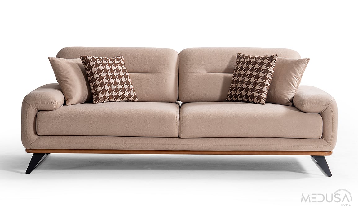 Medusa Home Mobilya - Aspendos Krem Üçlü Koltuk