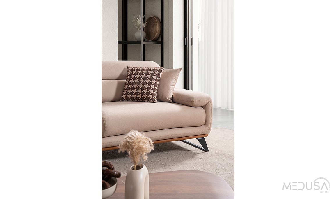 Medusa Home Mobilya - Aspendos Krem Üçlü Koltuk