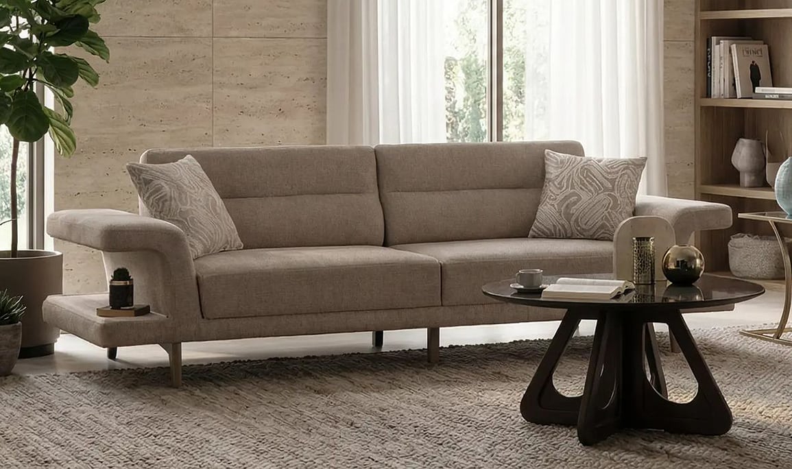 Medusa Home Mobilya - Astrid Kahve Üçlü Koltuk