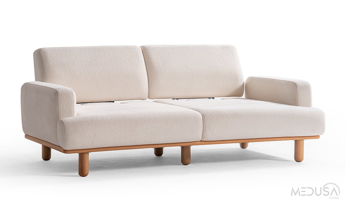 Medusa Home Mobilya - Aurea Bohem Beyaz Üçlü Koltuk