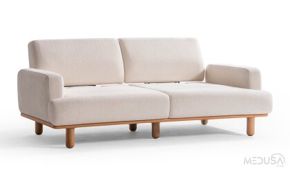 Medusa Home Mobilya - Aurea Bohem Beyaz Üçlü Koltuk