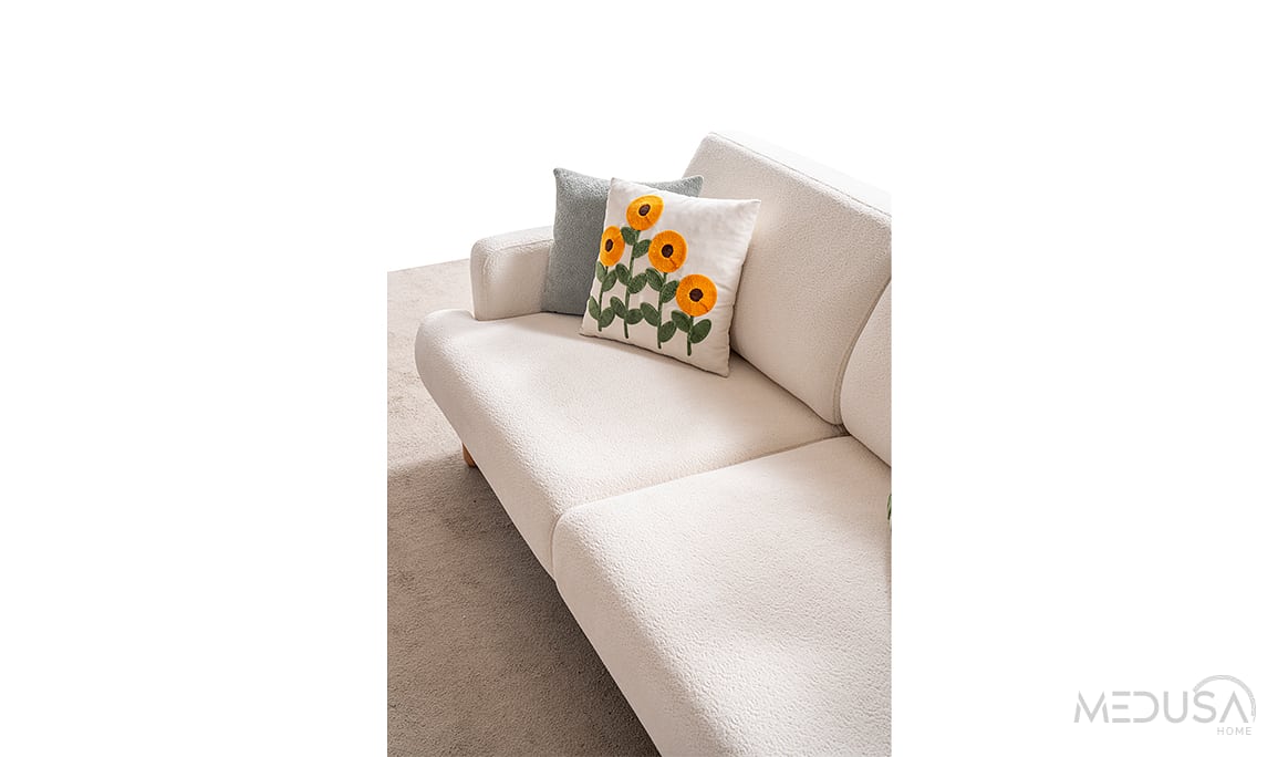 Medusa Home Mobilya - Aurea Bohem Beyaz Üçlü Koltuk