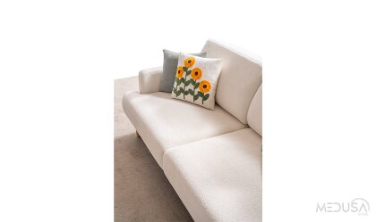 Medusa Home Mobilya - Aurea Bohem Beyaz Üçlü Koltuk