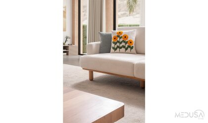 Medusa Home Mobilya - Aurea Bohem Beyaz Üçlü Koltuk