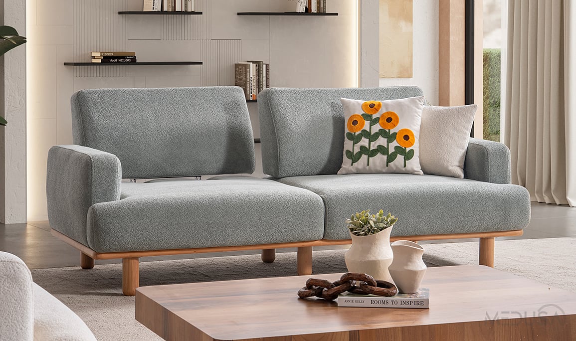 Medusa Home Mobilya - Aurea Bohem Turkuaz Üçlü Koltuk