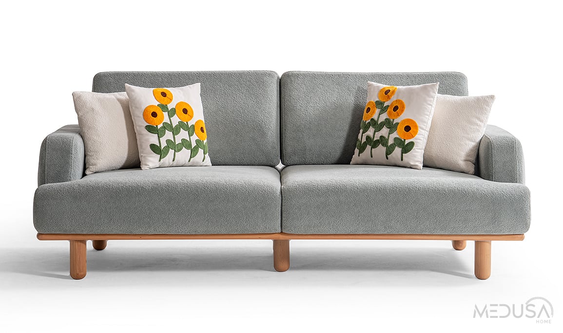 Medusa Home Mobilya - Aurea Bohem Turkuaz Üçlü Koltuk