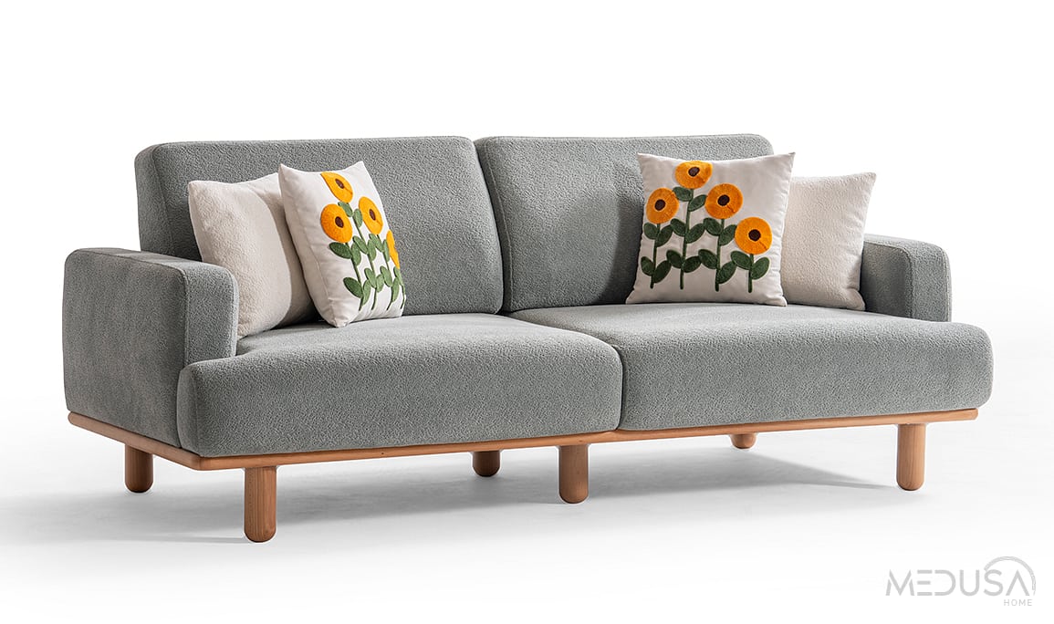 Medusa Home Mobilya - Aurea Bohem Turkuaz Üçlü Koltuk