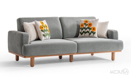 Medusa Home Mobilya - Aurea Bohem Turkuaz Üçlü Koltuk