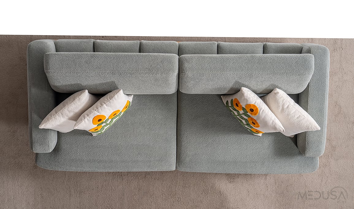 Medusa Home Mobilya - Aurea Bohem Turkuaz Üçlü Koltuk