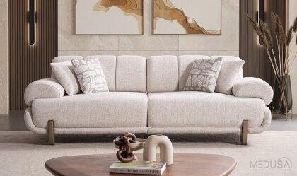 Medusa Home - Auren Beyaz Üçlü Koltuk Medusa Home - Auren Beyaz Üçlü Koltuk