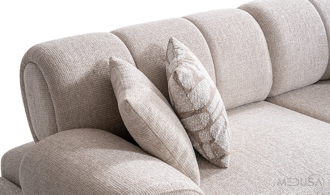 Medusa Home Mobilya - Auren Beyaz Üçlü Koltuk