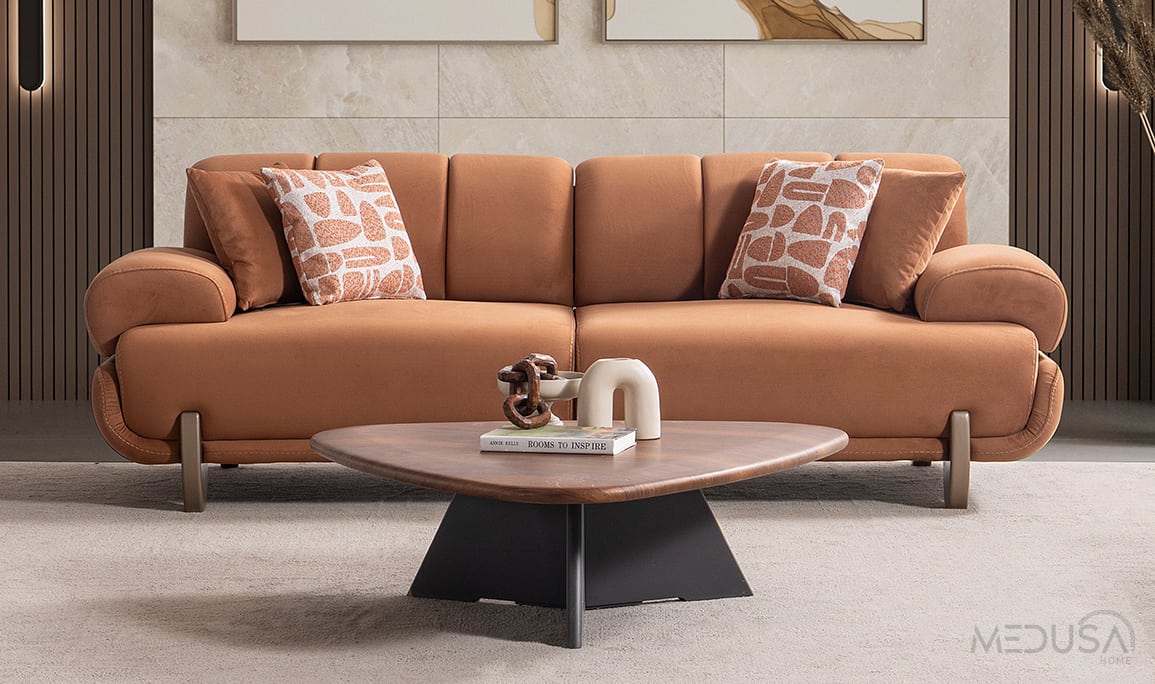 Medusa Home Mobilya - Auren Kiremit Üçlü Koltuk Medusa Home Mobilya - Auren Kiremit Üçlü Koltuk