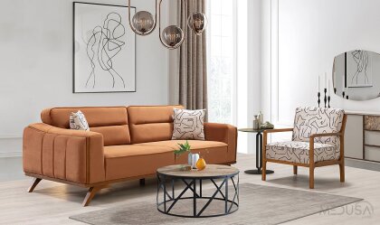 Medusa Home Mobilya - Aurex Tarçın Üçlü Koltuk