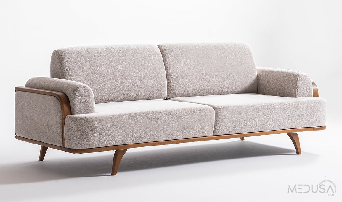 Medusa Home Mobilya - Aurora Beyaz Üçlü Koltuk