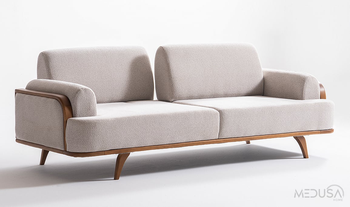 Medusa Home Mobilya - Aurora Beyaz Üçlü Koltuk