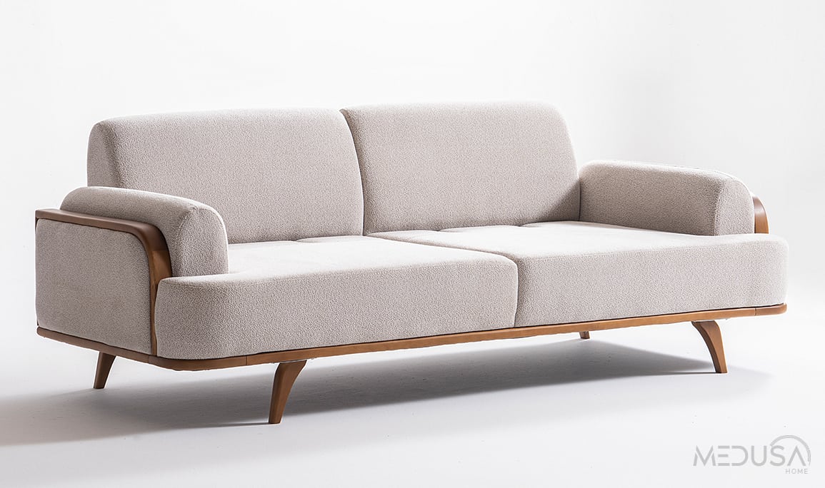 Medusa Home Mobilya - Aurora Beyaz Üçlü Koltuk