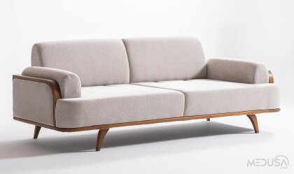 Medusa Home Mobilya - Aurora Beyaz Üçlü Koltuk