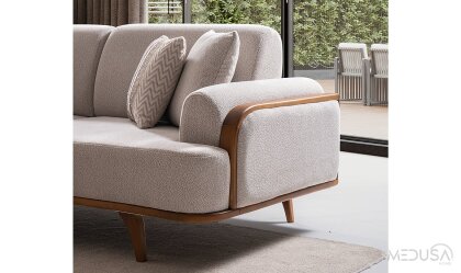 Medusa Home Mobilya - Aurora Beyaz Üçlü Koltuk