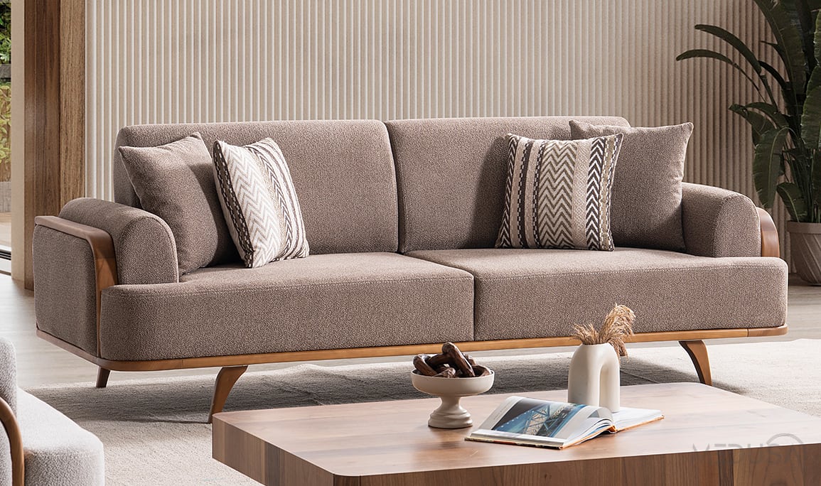 Medusa Home Mobilya - Aurora Kahve Üçlü Koltuk
