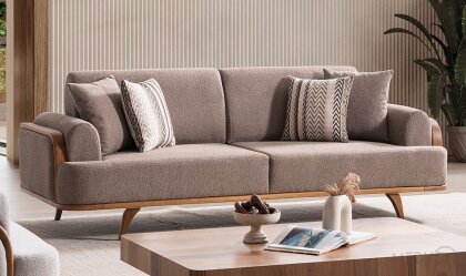 Medusa Home Mobilya - Aurora Kahve Üçlü Koltuk