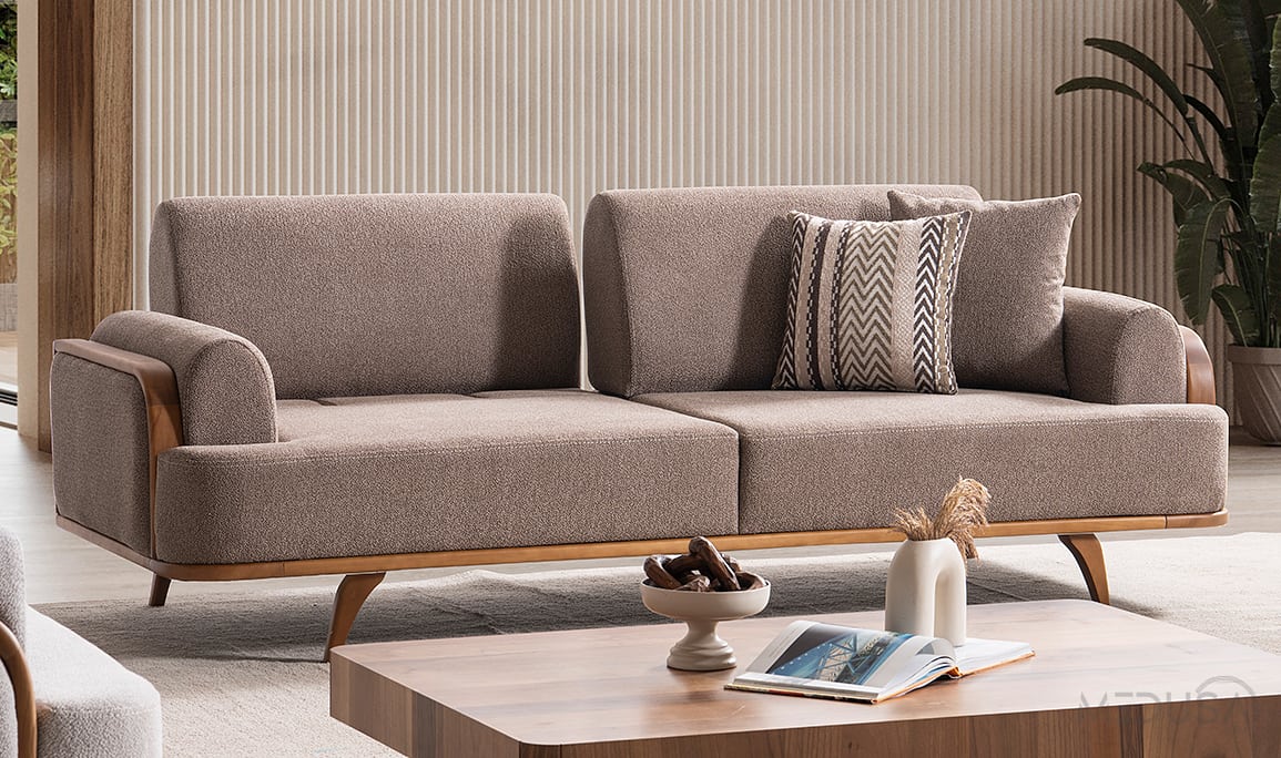Medusa Home Mobilya - Aurora Kahve Üçlü Koltuk