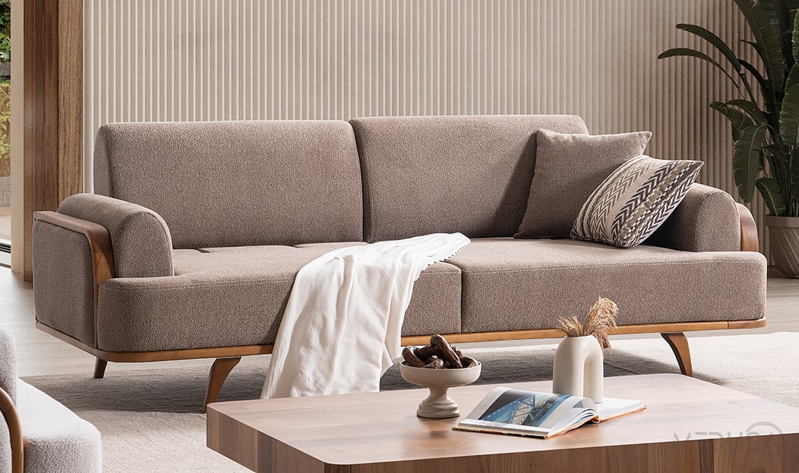 Medusa Home Mobilya - Aurora Kahve Üçlü Koltuk