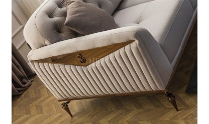 Medusa Home Mobilya - Avensis Beyaz Üçlü Koltuk