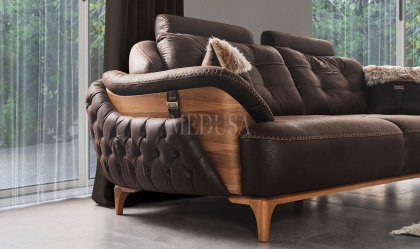 Medusa Home Mobilya - Ayes Üçlü Koltuk Kahve