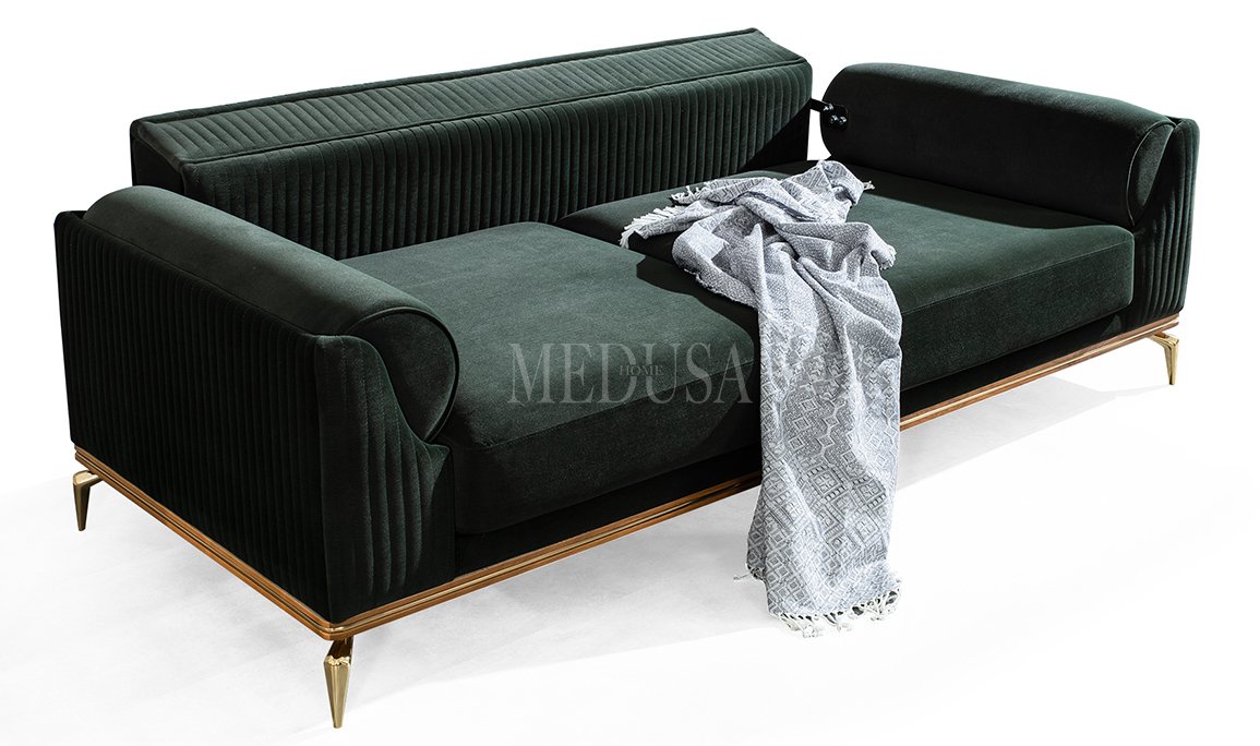 Medusa Home Mobilya - Azura Üçlü Koltuk Yeşil
