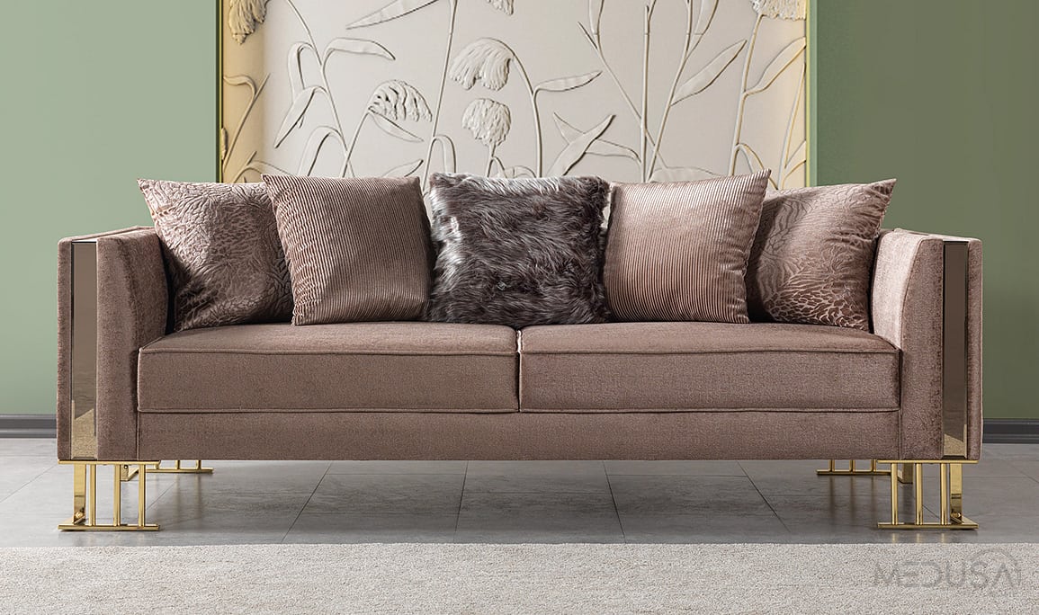 Medusa Home Mobilya - Bahar Luxury Kahve Üçlü Koltuk
